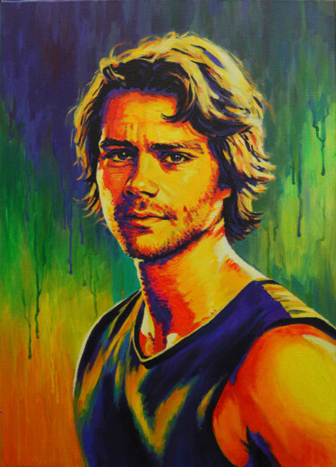 Malerei mit dem Titel "Dylan O'Brien" von Baiba Limane, Original-Kunstwerk, Acryl