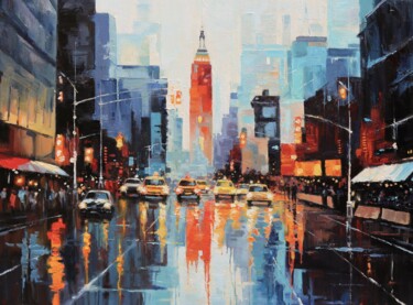 Malerei mit dem Titel "After the rain, NY" von Baiba Limane, Original-Kunstwerk, Öl