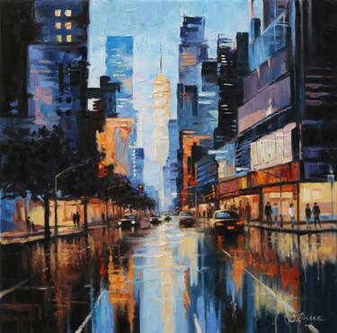 Painting titled "Cityscape 2" by Baiba Limane, Original Artwork, Oil