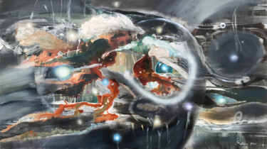 "Between galaxies" başlıklı Tablo Baiba Rēdere tarafından, Orijinal sanat, Petrol
