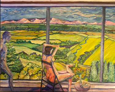 Peinture intitulée "Him Viewing Her Vie…" par Bailey Gardner, Œuvre d'art originale, Huile Monté sur Châssis en bois