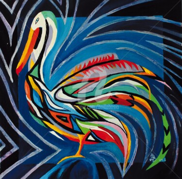Картина под названием "Sa majesté Pelican" - Jez Bb, Подлинное произведение искусства, Масло