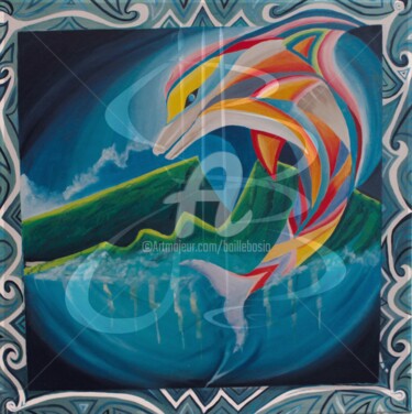 Peinture intitulée "Dolphin" par Jez Bb, Œuvre d'art originale, Huile