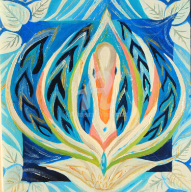 Peinture intitulée "Le cygne lotus" par Jez Bb, Œuvre d'art originale, Huile