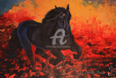 Peinture intitulée "Le cheval de feu" par Jez Bb, Œuvre d'art originale, Acrylique