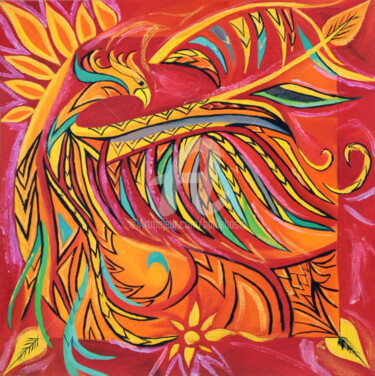 Peinture intitulée "Phoenix envol" par Jez Bb, Œuvre d'art originale, Huile