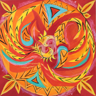 Peinture intitulée "Phoenix renaissance" par Jez Bb, Œuvre d'art originale, Huile