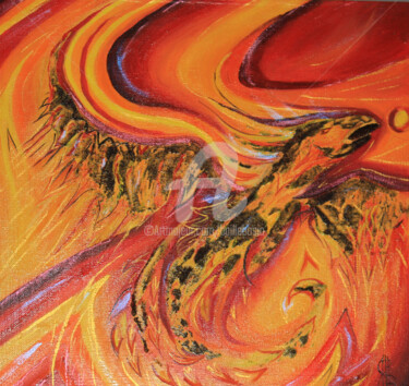 Peinture intitulée "Lava Flow - L'envol…" par Jez Bb, Œuvre d'art originale, Huile