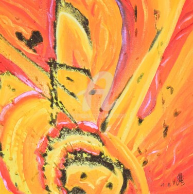 Peinture intitulée "Lava Flower" par Jez Bb, Œuvre d'art originale, Huile