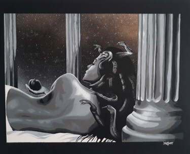 Malerei mit dem Titel "Medusa" von Baiz Bass, Original-Kunstwerk, Acryl