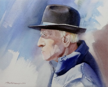 Pintura titulada "Портрет моего отца." por Valerij Makovoj, Obra de arte original, Acuarela