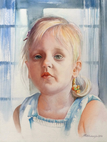 Картина под названием "Портрет внучки Софи…" - Valerij Makovoj, Подлинное произведение искусства, Акварель