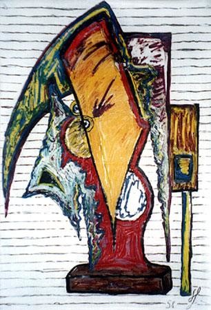 Peinture intitulée "L'homme à la faux" par Bajou, Œuvre d'art originale, Huile