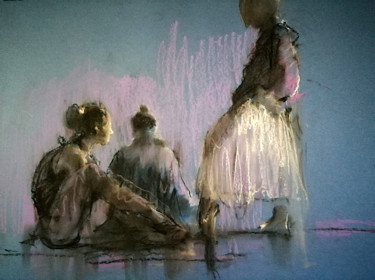 Dessin intitulée "On rehearsals" par Sergey Bakin, Œuvre d'art originale, Pastel