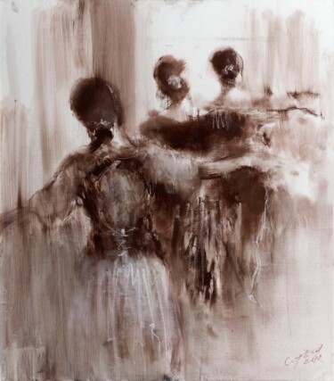 Malerei mit dem Titel "At the ballet barre" von Sergey Bakin, Original-Kunstwerk, Pastell