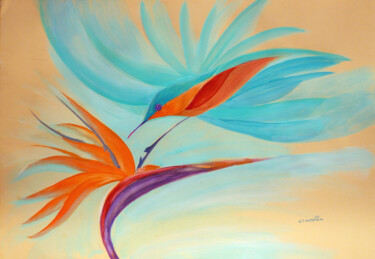 Painting titled "Colibrí Paraiso" by Cabria, Original Artwork, Acrylic