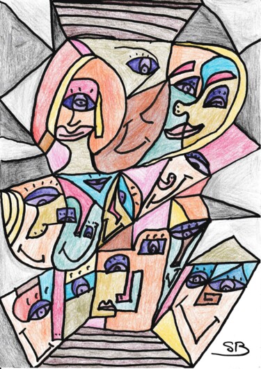 Dibujo titulada "composition colorée" por Balavoine Sophie, Obra de arte original, Pastel
