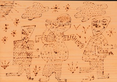 Gravures & estampes intitulée "La famille pyrograv…" par Balavoine Sophie, Œuvre d'art originale, Gravure