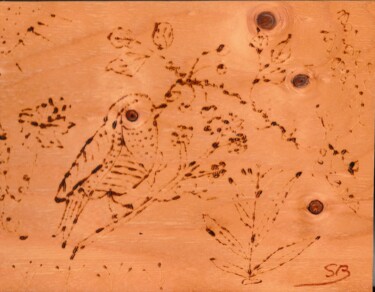 Incisioni, stampe intitolato "Oiseau sur une bran…" da Balavoine Sophie, Opera d'arte originale, incisione