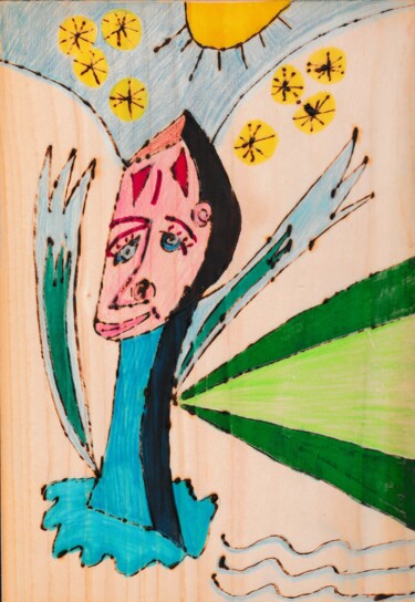 Gravures & estampes intitulée "Ange la tête dans l…" par Balavoine Sophie, Œuvre d'art originale, Pastel Monté sur Panneau d…
