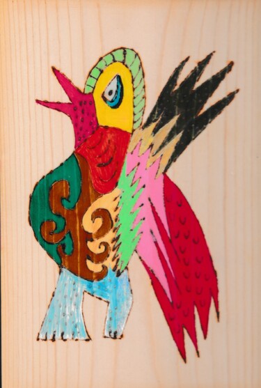 Druckgrafik mit dem Titel "oiseau imaginaire p…" von Balavoine Sophie, Original-Kunstwerk, Pastell Auf Keilrahmen aus Holz m…