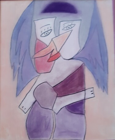 Pintura titulada "Ange géometrique" por Balavoine Sophie, Obra de arte original, Pastel Montado en Bastidor de camilla de ma…