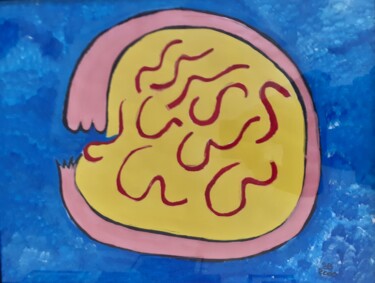 Peinture intitulée "cerveau se mangeant…" par Balavoine Sophie, Œuvre d'art originale, Acrylique Monté sur Carton