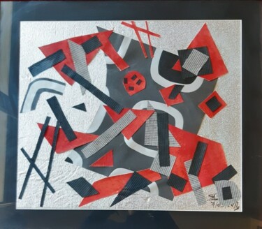 Colagens intitulada "composition géométr…" por Balavoine Sophie, Obras de arte originais, Colagens Montado em Cartão