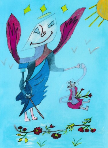 Disegno intitolato "L'ange Michael" da Balavoine Sophie, Opera d'arte originale, Pastello