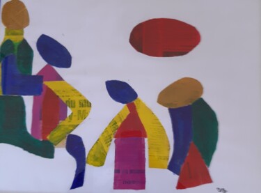 Collages titled "la famille réunie" by Balavoine Sophie, Original Artwork, Acrylic