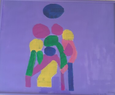 Collages titled "Vie de famille" by Balavoine Sophie, Original Artwork, Acrylic Mounted on Cardboard