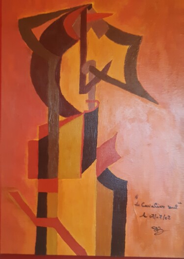 Painting titled "Le cavalier seul" by Balavoine Sophie, Original Artwork, Acrylic Mounted on Cardboard