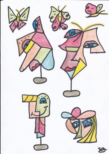 제목이 "Figurines multicolo…"인 미술작품 Balavoine Sophie로, 원작, 파스텔