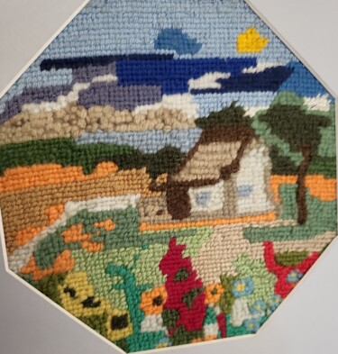 Textielkunst getiteld "paysage imaginaire…" door Balavoine Sophie, Origineel Kunstwerk, Tapijtwerk Gemonteerd op Karton