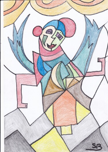 Картина под названием "Ange statuette clow…" - Balavoine Sophie, Подлинное произведение искусства, Пастель