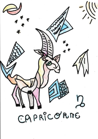 "Capricorne" başlıklı Tablo Balavoine Sophie tarafından, Orijinal sanat, Pastel
