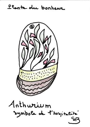 Pintura intitulada "Anthurium" por Balavoine Sophie, Obras de arte originais, Pastel