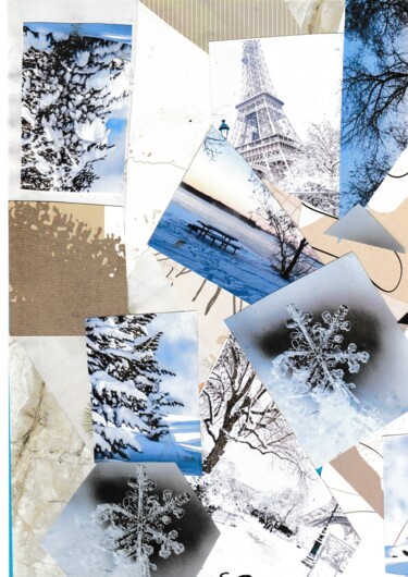 Malerei mit dem Titel "Collage L hiver" von Balavoine Sophie, Original-Kunstwerk, Collagen