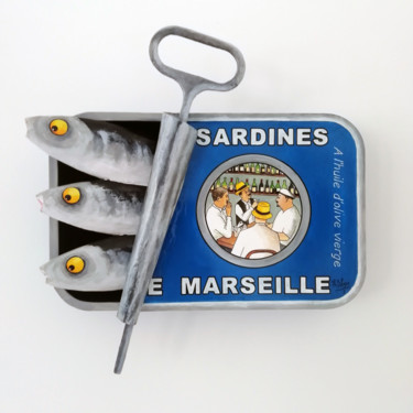 Скульптура под названием "Sardines de Marseil…" - Philippe Balayn, Подлинное произведение искусства, Папье-маше