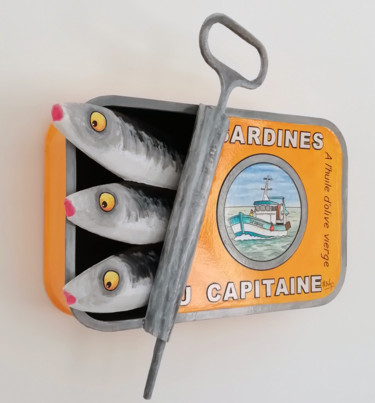 Sculpture titled "Sardines du Capitai…" by Philippe Balayn, Original Artwork, Cardboard