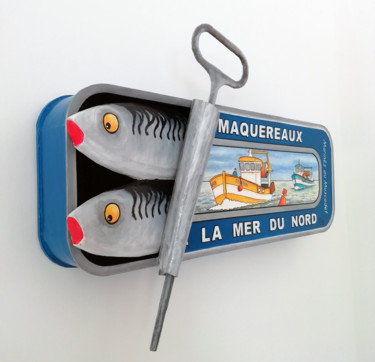 Escultura intitulada "Maquereaux de la Me…" por Philippe Balayn, Obras de arte originais, Papel machê