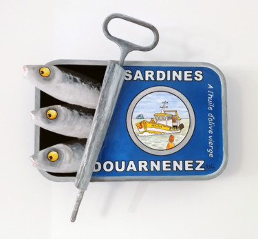 Sculpture titled "Sardines de Douarne…" by Philippe Balayn, Original Artwork, Cardboard