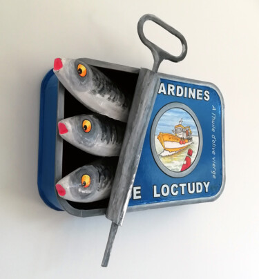 Sculpture intitulée "Sardines de Loctudy…" par Philippe Balayn, Œuvre d'art originale, Papier mâché