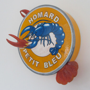 Sculpture titled "Homard Petit Bleu" by Philippe Balayn, Original Artwork, Paper maché