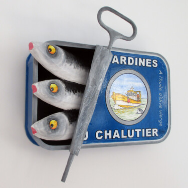 Γλυπτική με τίτλο "Sardines du Chaluti…" από Philippe Balayn, Αυθεντικά έργα τέχνης, Εγγράφου mache