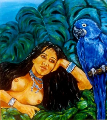 Peinture intitulée "INDIAN BLUE /  WIR…" par Balgo, Œuvre d'art originale