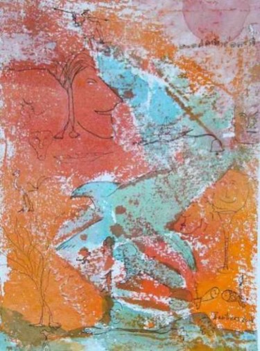 Peinture intitulée "L'oiseau blueu disp…" par Valentin, Œuvre d'art originale, Huile