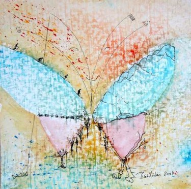 Peinture intitulée "Papillon alpin" par Valentin, Œuvre d'art originale, Huile