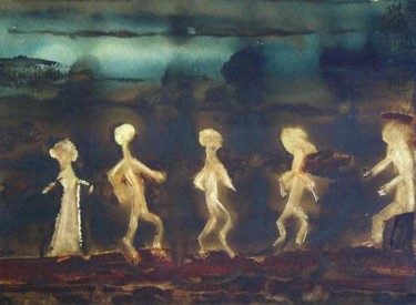 Peinture intitulée "Consultation noctur…" par Valentin, Œuvre d'art originale, Huile