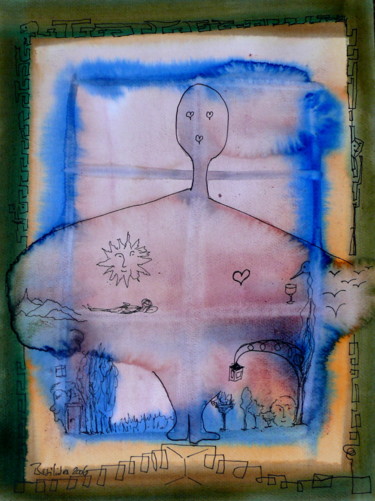 Peinture intitulée "La Mamma" par Valentin, Œuvre d'art originale, Aquarelle